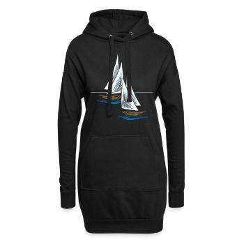 Segeln Schiff - Hoodie-Kleid - Schwarz - Vorne