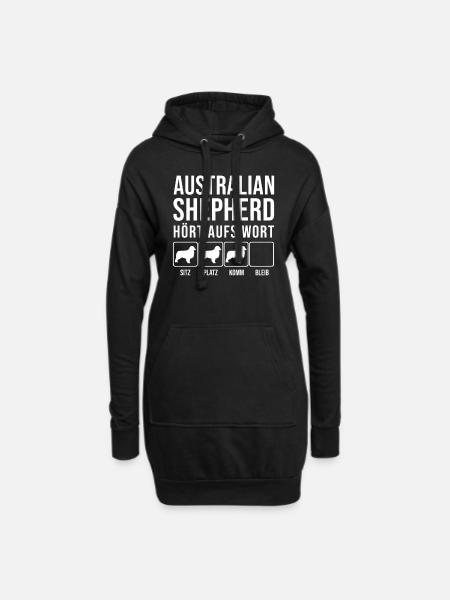 Australian Shepherd - Hört aufs Wort - lustig Hund - Hoodie-Kleid - Schwarz