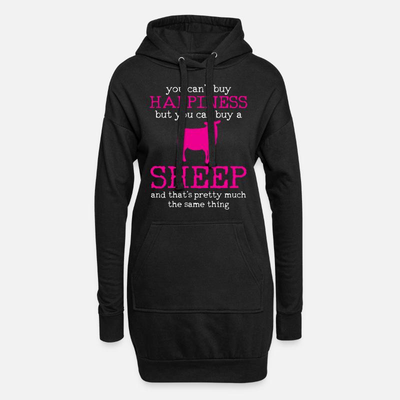 Schaf - Hoodie-Kleid - Schwarz