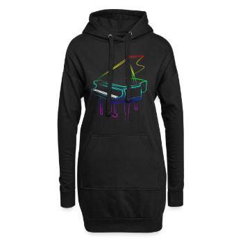 Piano - Hoodie-Kleid - Schwarz - Vorne