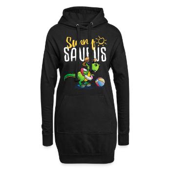 Tyrannosaurus Rex am Strand - Sommer Sunnysaurus - Hoodie-Kleid - Schwarz - Vorne
