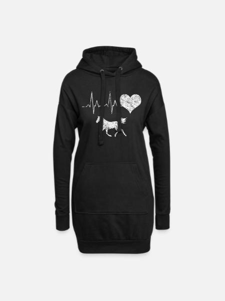 Pferdeliebe Pferd Herzschlag Geschenk für Reiter - Hoodie-Kleid - Schwarz