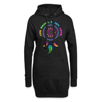 Leben Tanzen Genießen Lieben - Hoodie-Kleid - Schwarz - Vorne