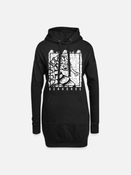 Seepferdchen - Hoodie-Kleid - Schwarz