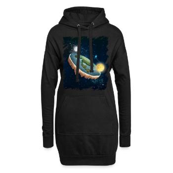 Univers carte cadeau disque terre - Sweat-shirt à capuche long Femme - noir - Devant