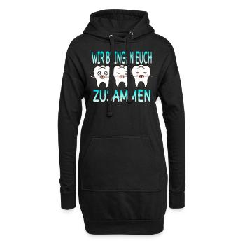 Zahnspange Kieferorthopäde Kieferchirurg Zähne - Hoodie-Kleid - Schwarz - Vorne