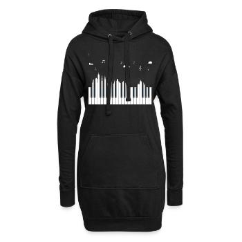 Piano Skyline - Klavier Keyboard Musiker Geschenk - Hoodie-Kleid - Schwarz - Vorne