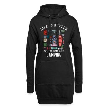 Life Is Better When You Are Camping - Hoodie-Kleid - Schwarz - Vorne