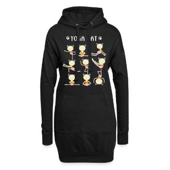 Yoga et chats - Sweat-shirt à capuche long Femme - noir - Devant