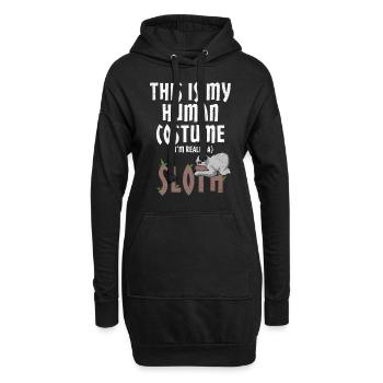 Menschliches Kostüm Ich bin wirklich ein Faultier Tier Fauler Schlaf - Hoodie-Kleid - Schwarz - Vorne
