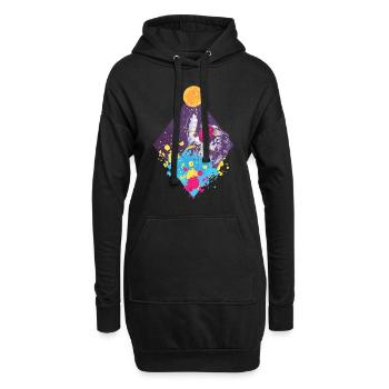 Spaceman coloré volant - Sweat-shirt à capuche long Femme - noir - Devant