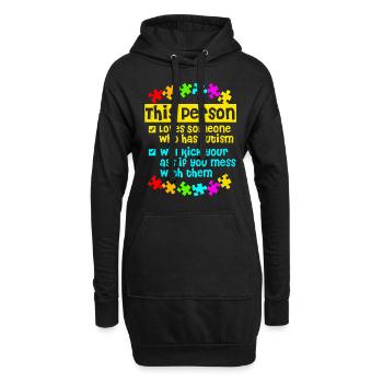 Autismus - Hoodie-Kleid - Schwarz - Vorne