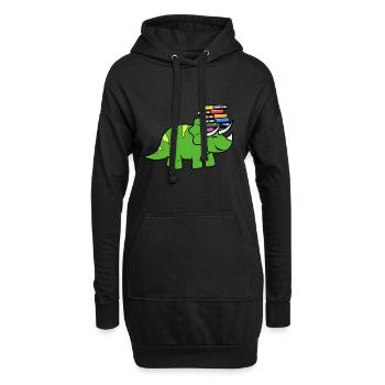 Dinosaurier T-Rex Buch Geschenk Männer Frauen Kind - Hoodie-Kleid - Schwarz - Vorne