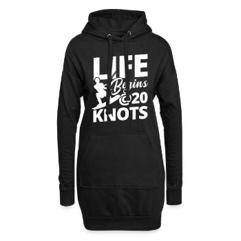 Kiteboard Knoten Kiten Kiteboarding Kiteboarder - Hoodie-Kleid - Schwarz - Vorne