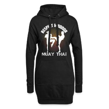Les Muay Thai respectent les coffrets cadeaux - Sweat-shirt à capuche long Femme - noir - Devant