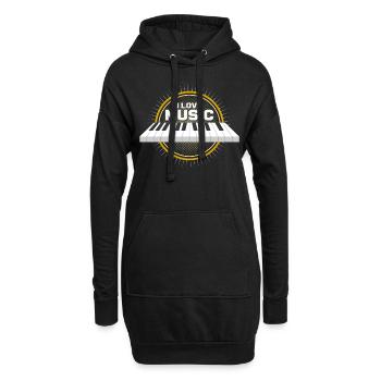 Piano - Hoodie-Kleid - Schwarz - Vorne