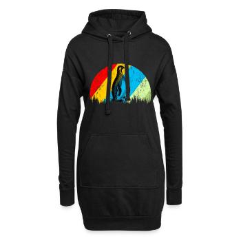 Pingouin rétro - Sweat-shirt à capuche long Femme - noir - Devant