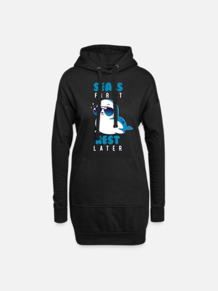 Robbe Tier Sommer Geschenk - Hoodie-Kleid - Schwarz
