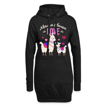 Mama Llama - Muttertag & Schwangerschaft Geschenk - Hoodie-Kleid - Schwarz - Vorne