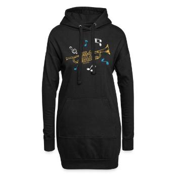 Trompete Instrument - Hoodie-Kleid - Schwarz - Vorne