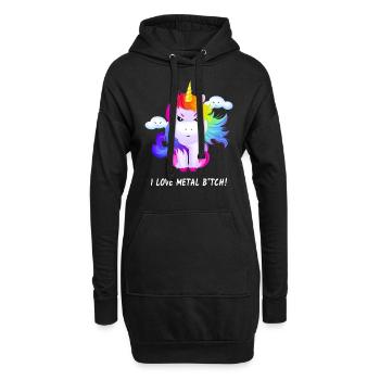 Einhorn i Love Metal Heavy Metal Metaller Geschenk - Hoodie-Kleid - Schwarz - Vorne