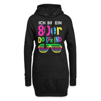 80er Jahre Dorfkind Mode lustiger Spruch Geschenk - Hoodie-Kleid - Schwarz - Vorne