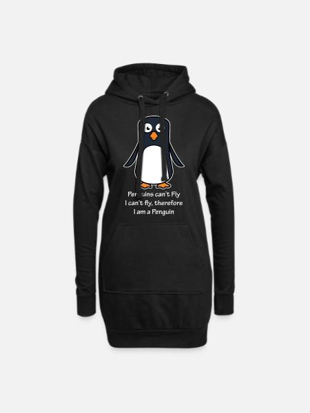Ich bin ein Pinguin - Hoodie-Kleid - Schwarz