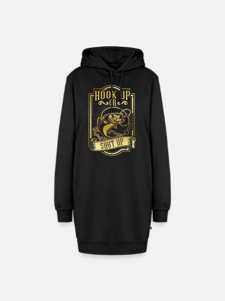 HOOK UP! | Fischen - Hoodie-Kleid - Schwarz