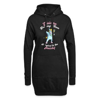 Laufgruppe Team joggen dabbing Einhorn Geschenk - Hoodie-Kleid - Schwarz - Vorne