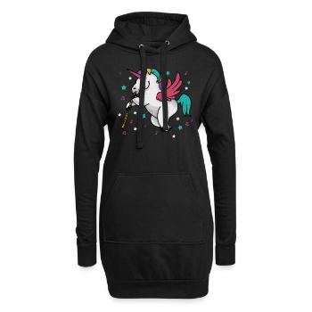 Flying Unicorn Musician - Clarinettiste et Flûtiste - Sweat-shirt à capuche long Femme - noir - Devant