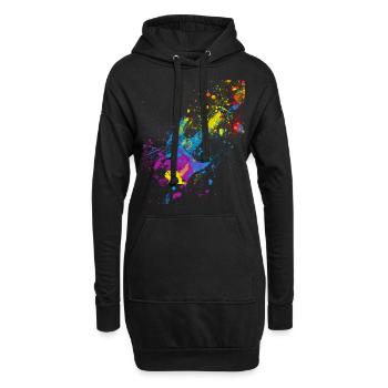 Bunte Gitarre Musiker Geschenkidee für Gitarristen - Hoodie-Kleid - Schwarz - Vorne