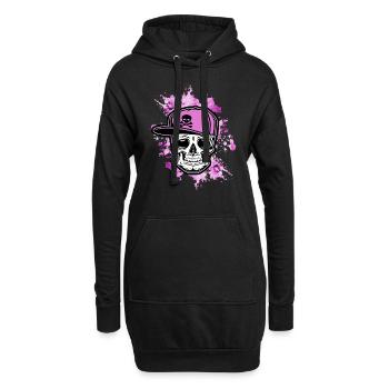Crâne Fille Casquette De Baseball Rose Crâne Old School - Sweat-shirt à capuche long Femme - noir - Devant