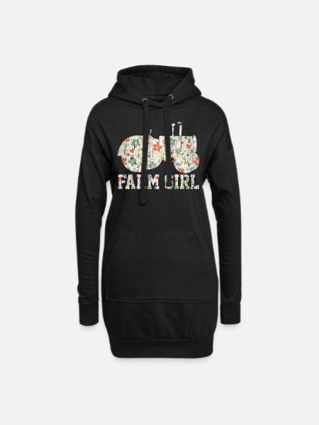 Farm Girl Farming - Hoodie Dress - black