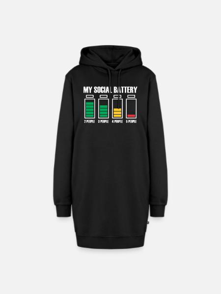 Introvertiert Social Battery Geschenkidee - Hoodie-Kleid - Schwarz