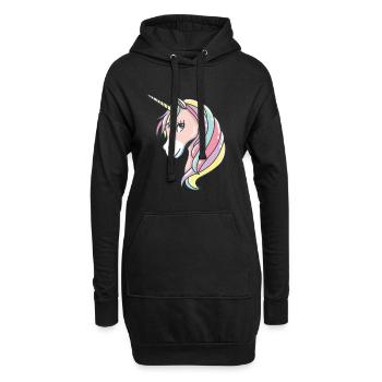 joli cadeau de licorne coloré et féerique - Sweat-shirt à capuche long Femme - noir - Devant