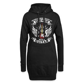 Ne jamais sous-estimer un vieil homme avec une guitare - Sweat-shirt à capuche long Femme - noir - Devant