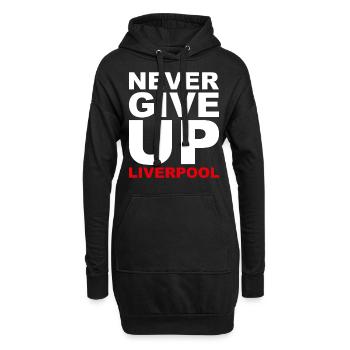 Never Give Up Liverpool - Football, Sports de ballon, Rouge - Sweat-shirt à capuche long Femme - noir - Devant