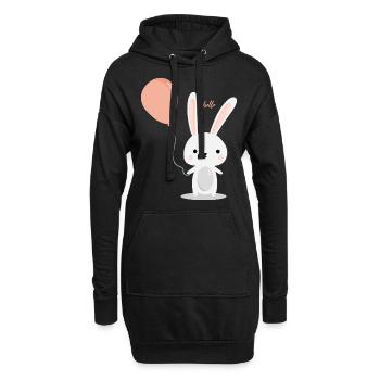 niedlicher Hase - süßes Geschenk Luftballon Sommer - Hoodie-Kleid - Schwarz - Vorne