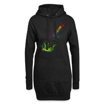 Bunte Gitarre Musiker Geschenkidee für Gitarristen - Hoodie-Kleid - Schwarz - Vorne