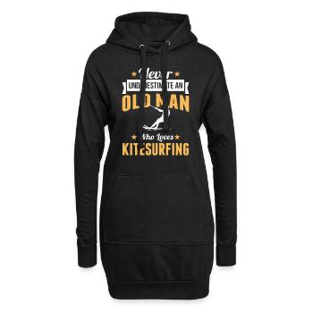 Grandpa kitesurfer kitesurfing sport - Hoodie Dress - black - Front