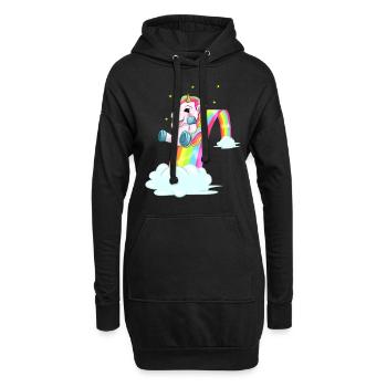 Licorne mignonne glissant sur l'idée cadeau - Sweat-shirt à capuche long Femme - noir - Devant