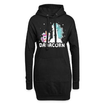 Einhorn Dadacorn Vater Geschenkidee - Hoodie-Kleid - Schwarz - Vorne