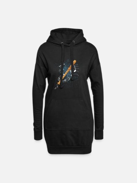 Blockflöte - Hoodie-Kleid - Schwarz