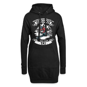 Ne jamais sous-estimer un vieil homme sur des skis - Sweat-shirt à capuche long Femme - noir - Devant