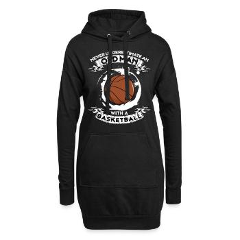 Ne jamais sous-estimer un vieil homme avec du basket - Sweat-shirt à capuche long Femme - noir - Devant