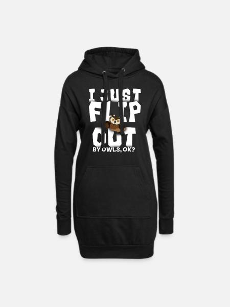 Eule - Hoodie-Kleid - Schwarz