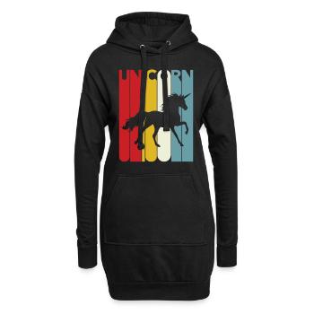 Einhorn-Retro Entwurfs-Einhorn-Liebhaber-Geschenk-Idee - Hoodie-Kleid - Schwarz - Vorne