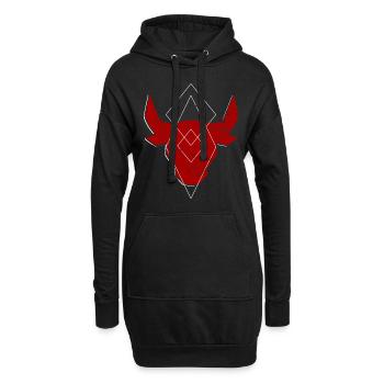 cadeau géométrique cool taureau rouge - Sweat-shirt à capuche long Femme - noir - Devant