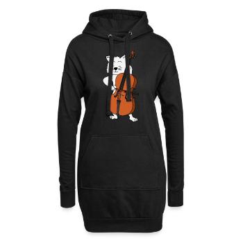 Katze Cello Spielen Kätzchen Musik Liebe Geschenk - Hoodie-Kleid - Schwarz - Vorne
