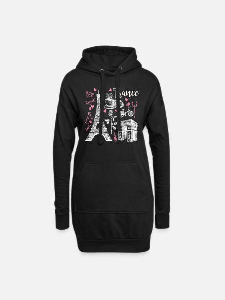 Frankreich Symbole Eiffelturm - Hoodie-Kleid - Schwarz